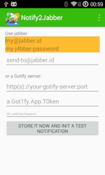 Screenshot of Notify2Jabber