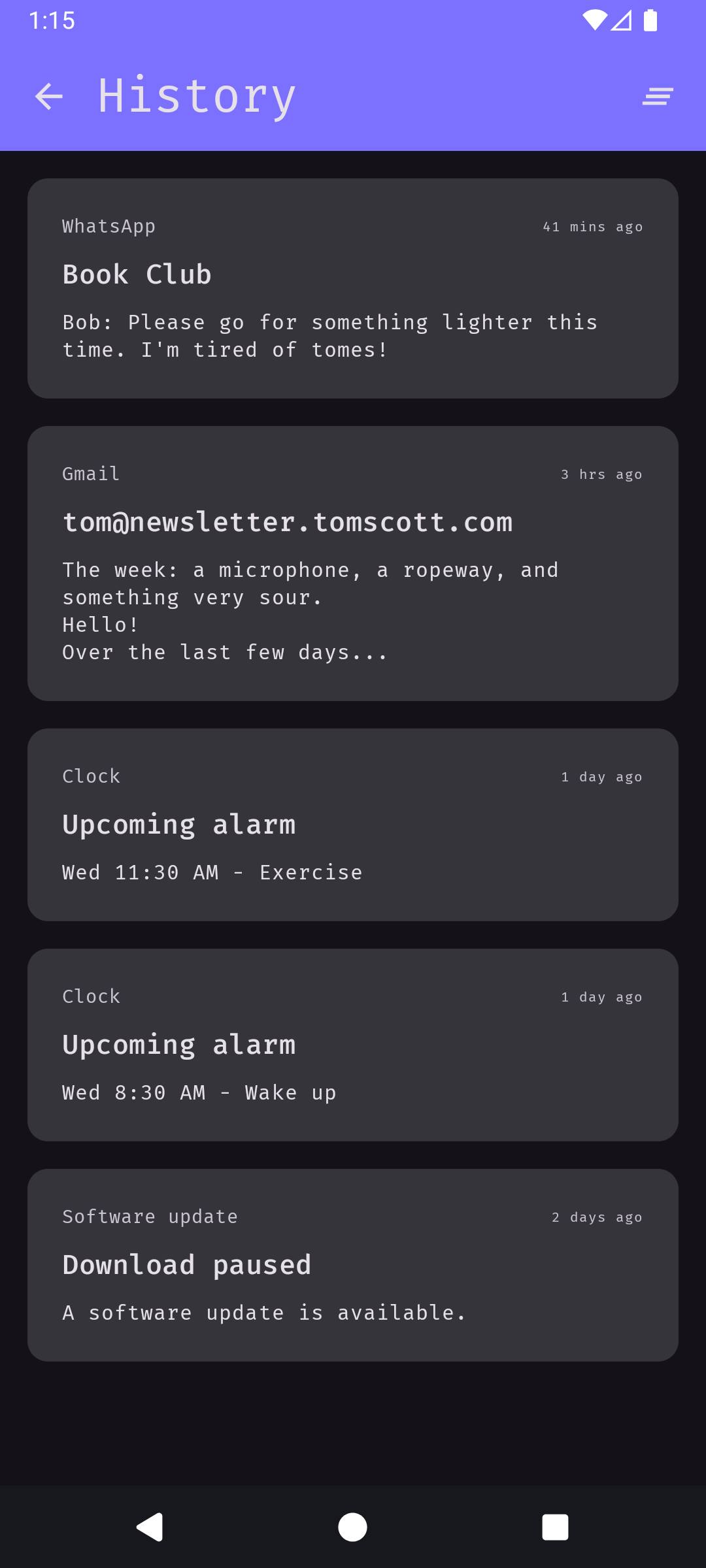 Screenshot of NotiFilter