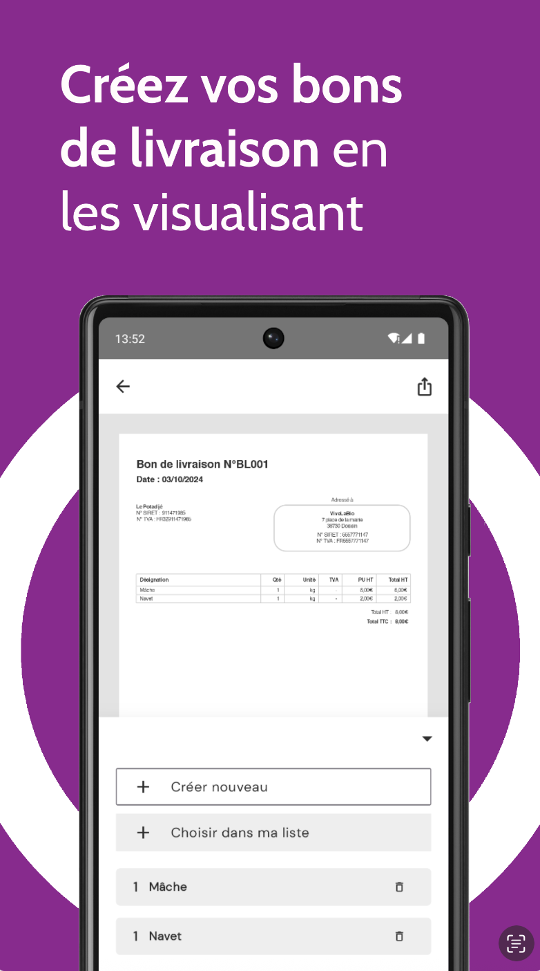 Screenshot of g8 - invoice, delivery note