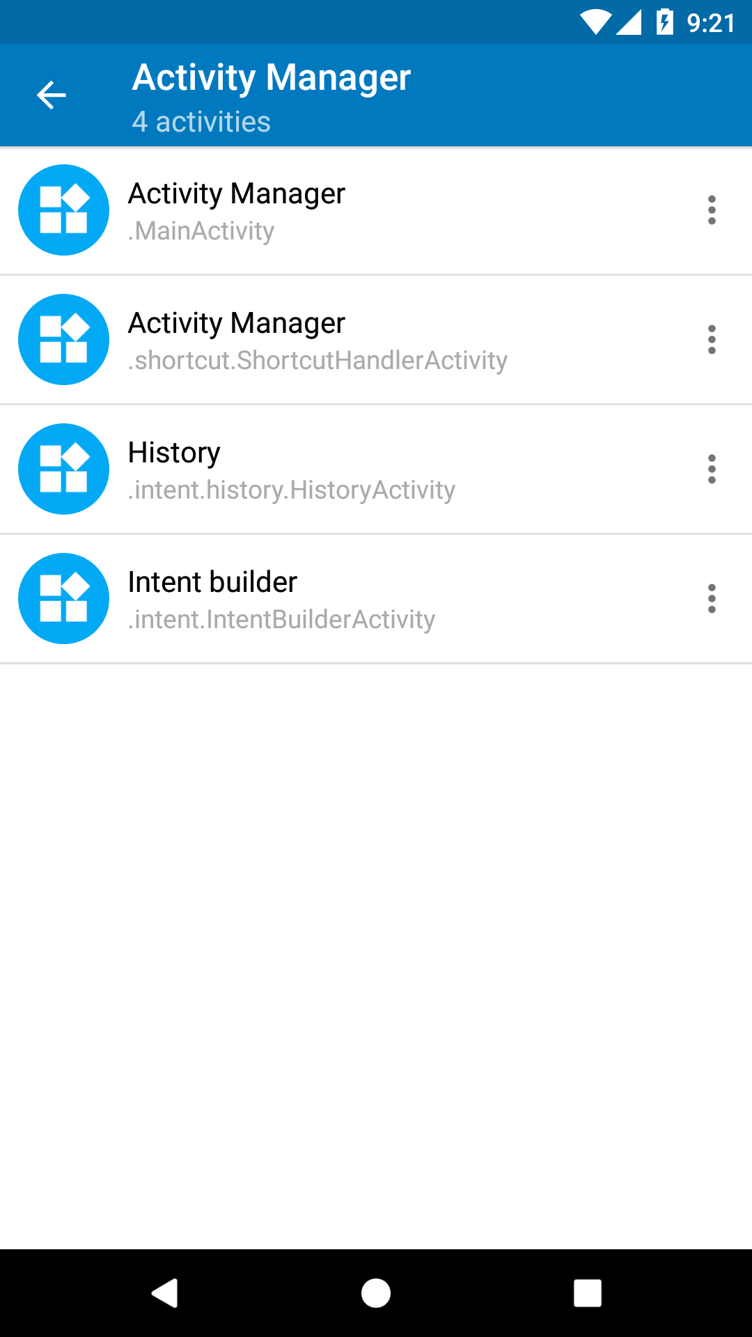 Screenshot of Activity Manager