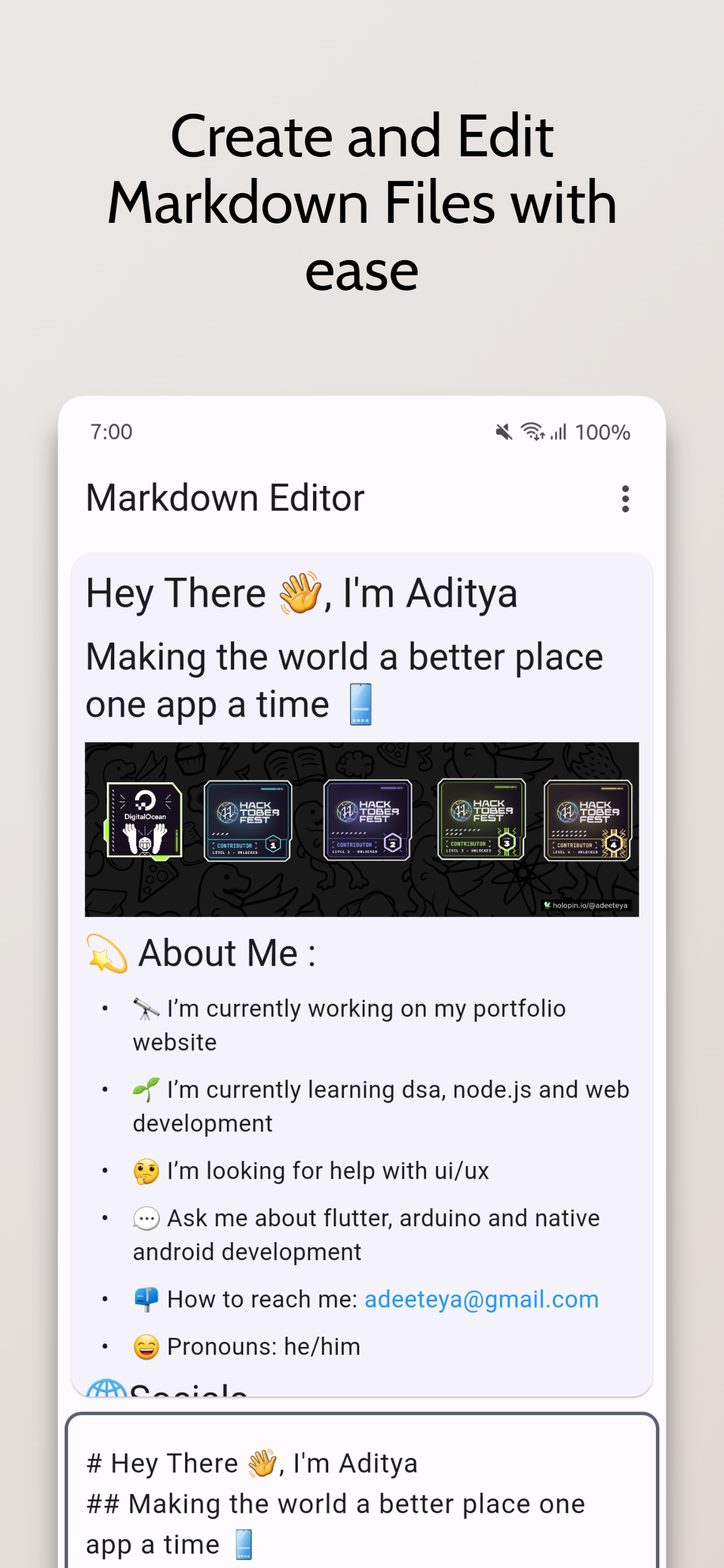 Screenshot of Markdown Editor