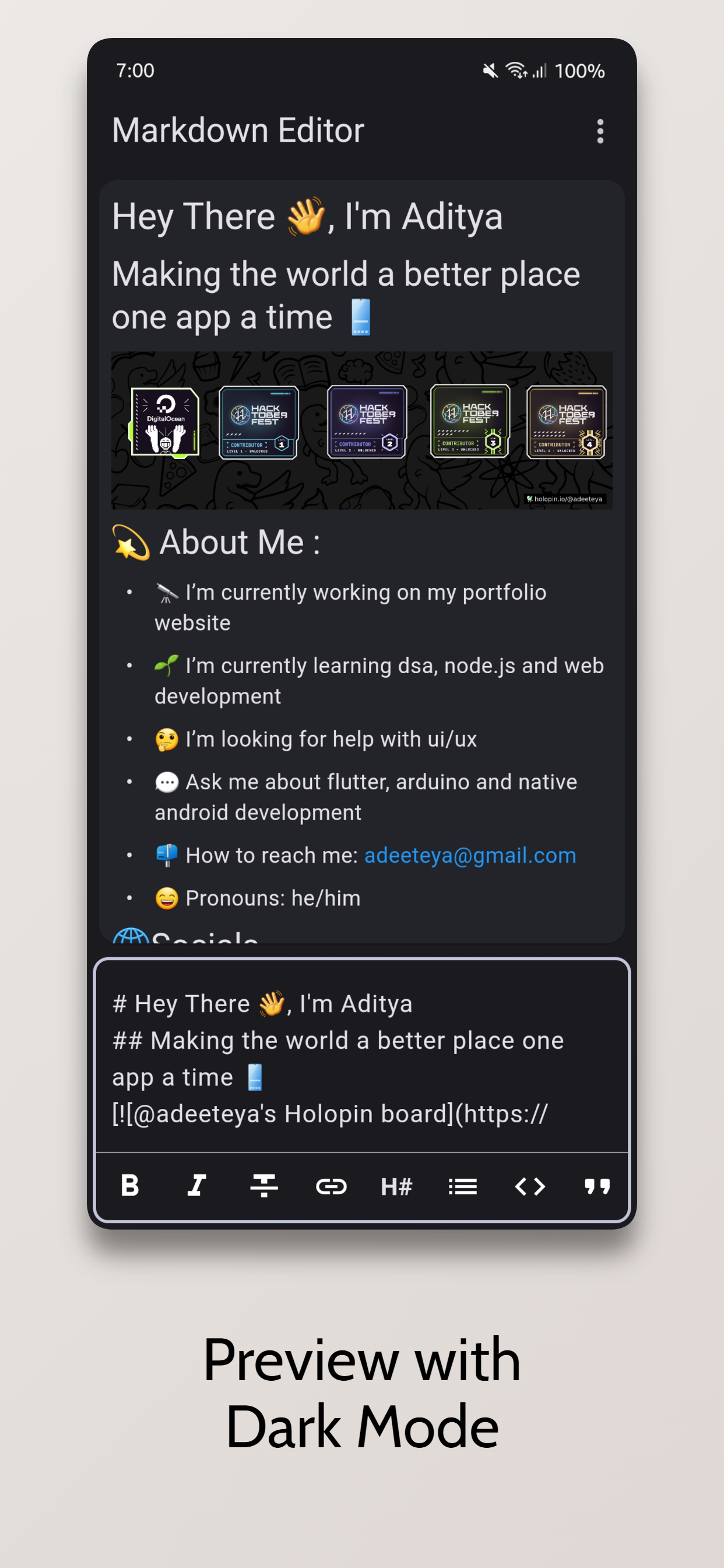 Screenshot of Markdown Editor