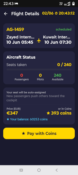 Screenshot of AeroPayout