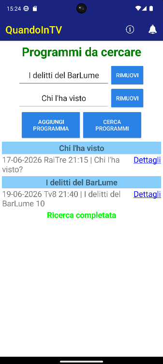 Screenshot of QuandoInTV
