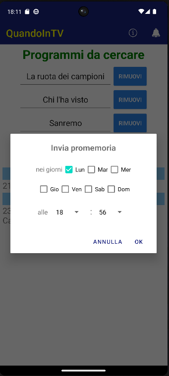 Screenshot of QuandoInTV