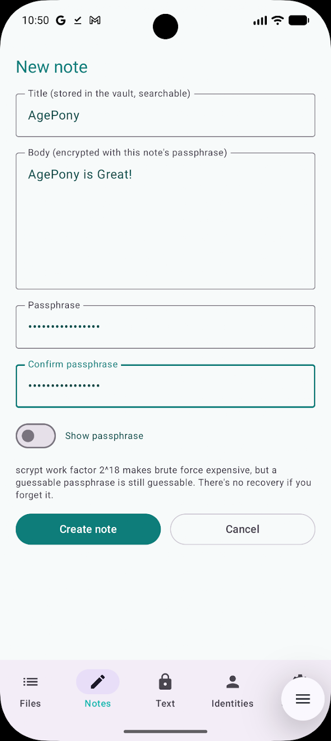 Screenshot of AgePony: Encrypt & Sign