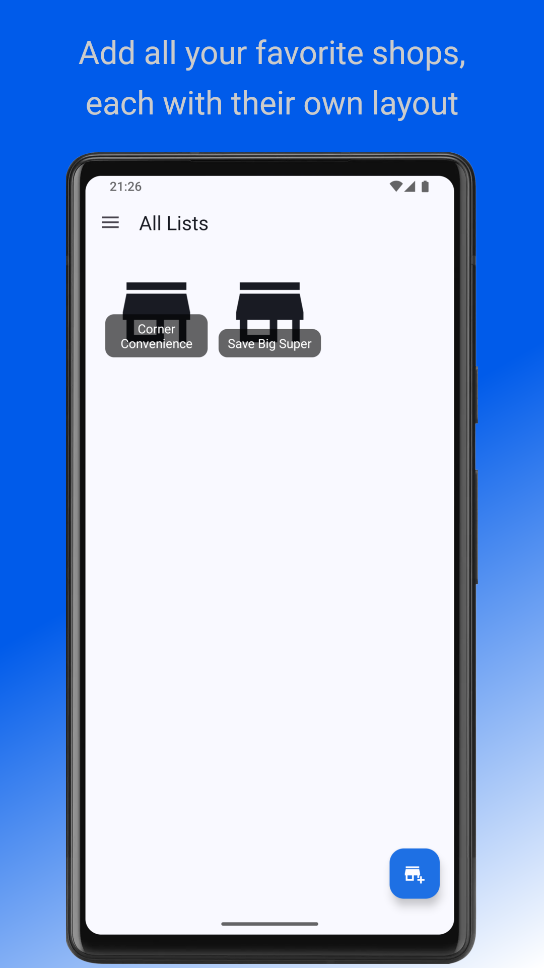 Screenshot of Aisleron Shopping List