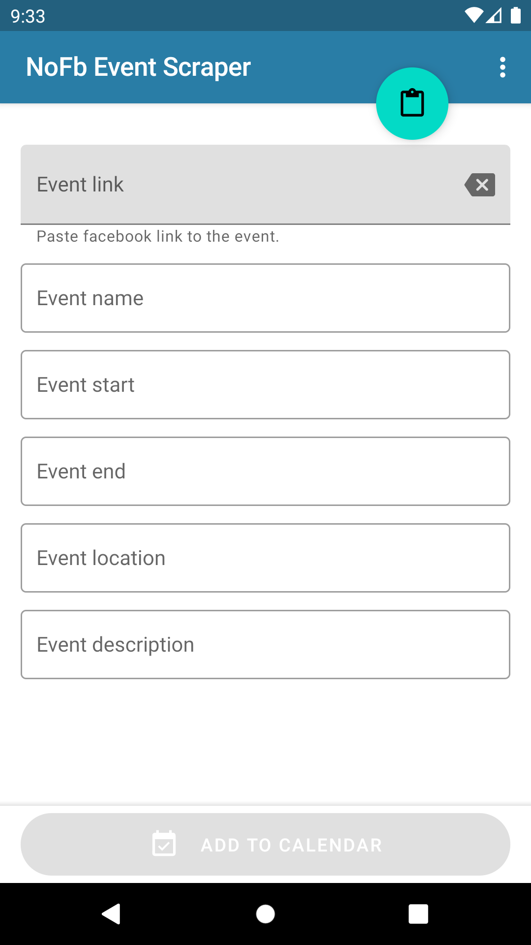 Screenshot of NoFb Event Scraper