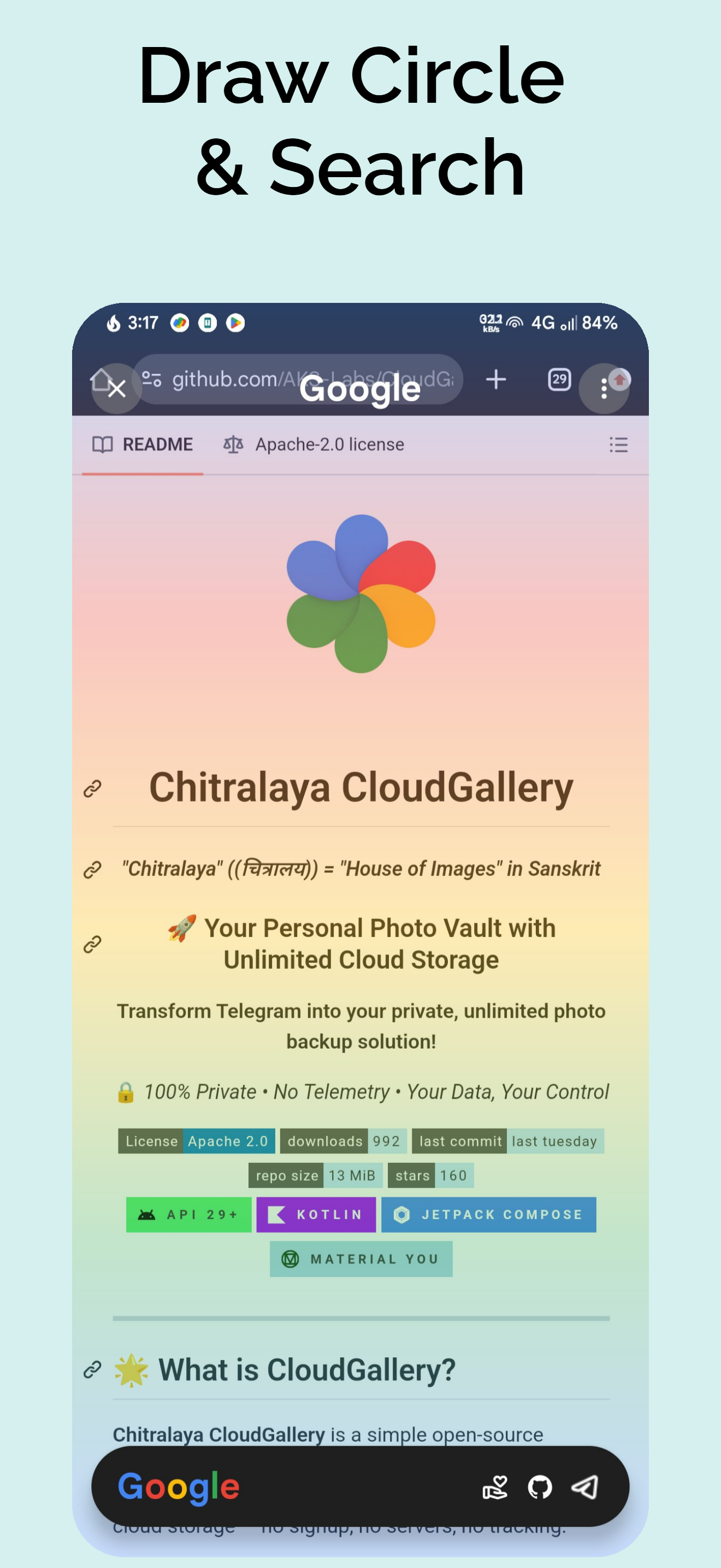 Screenshot of CircleToSearch App