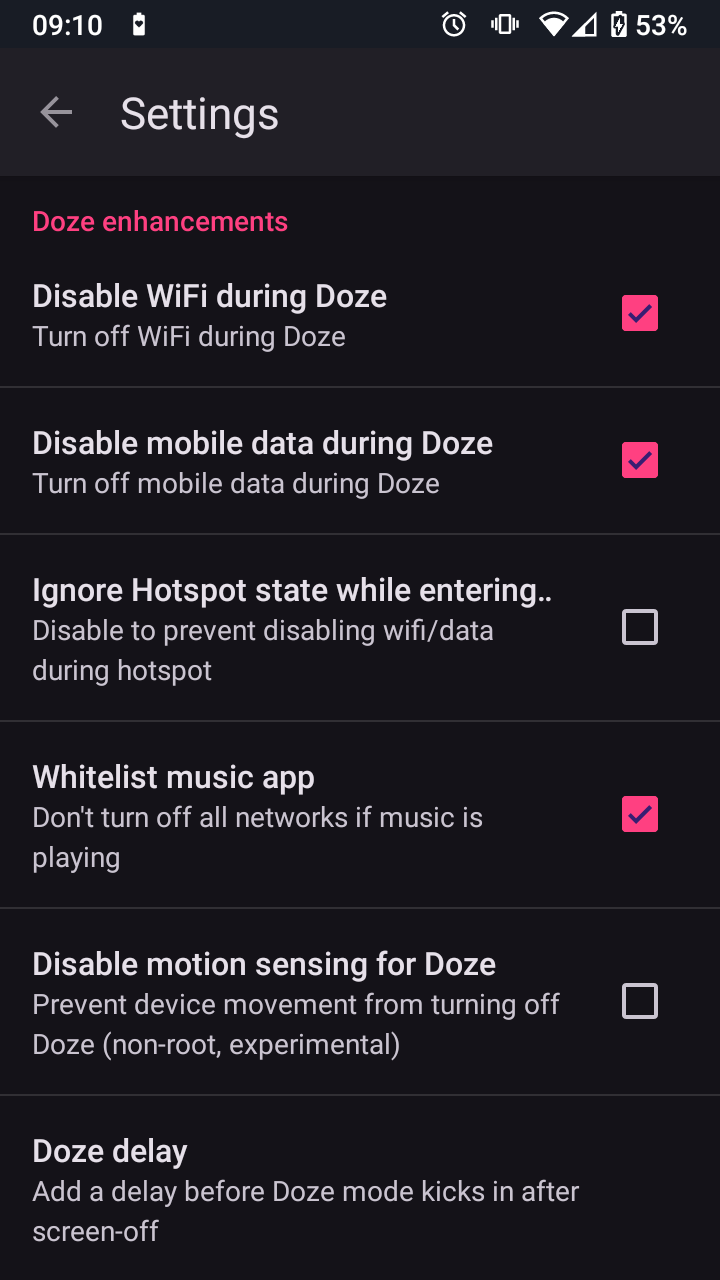 Screenshot of EnforceDoze