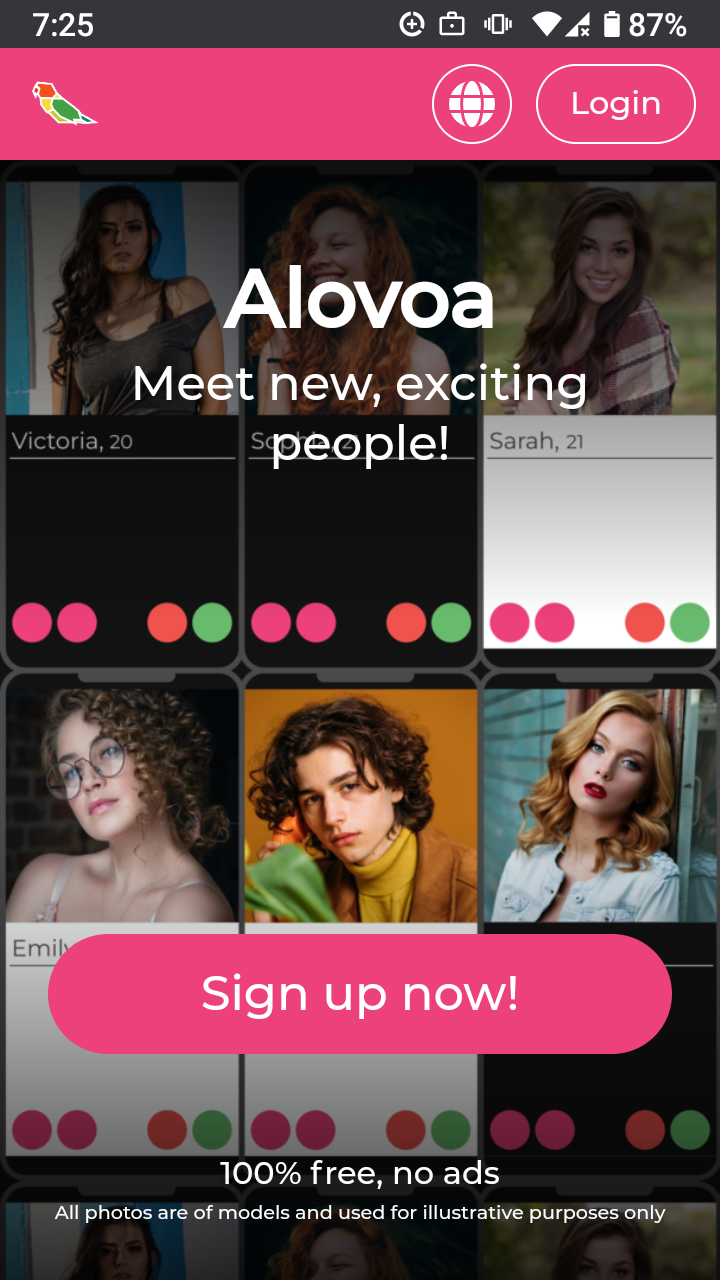 Screenshot of Alovoa Lite