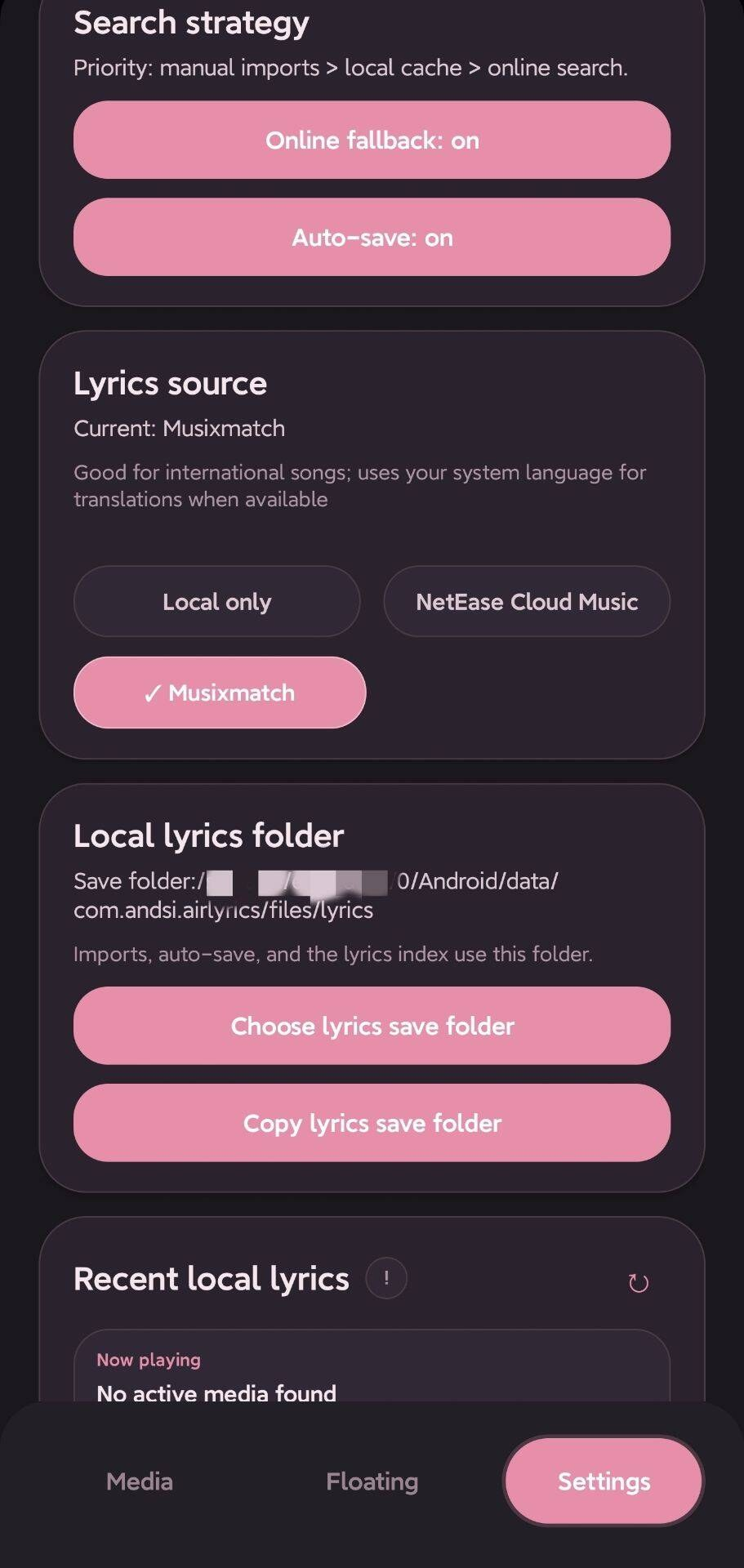 Screenshot of AirLyrics