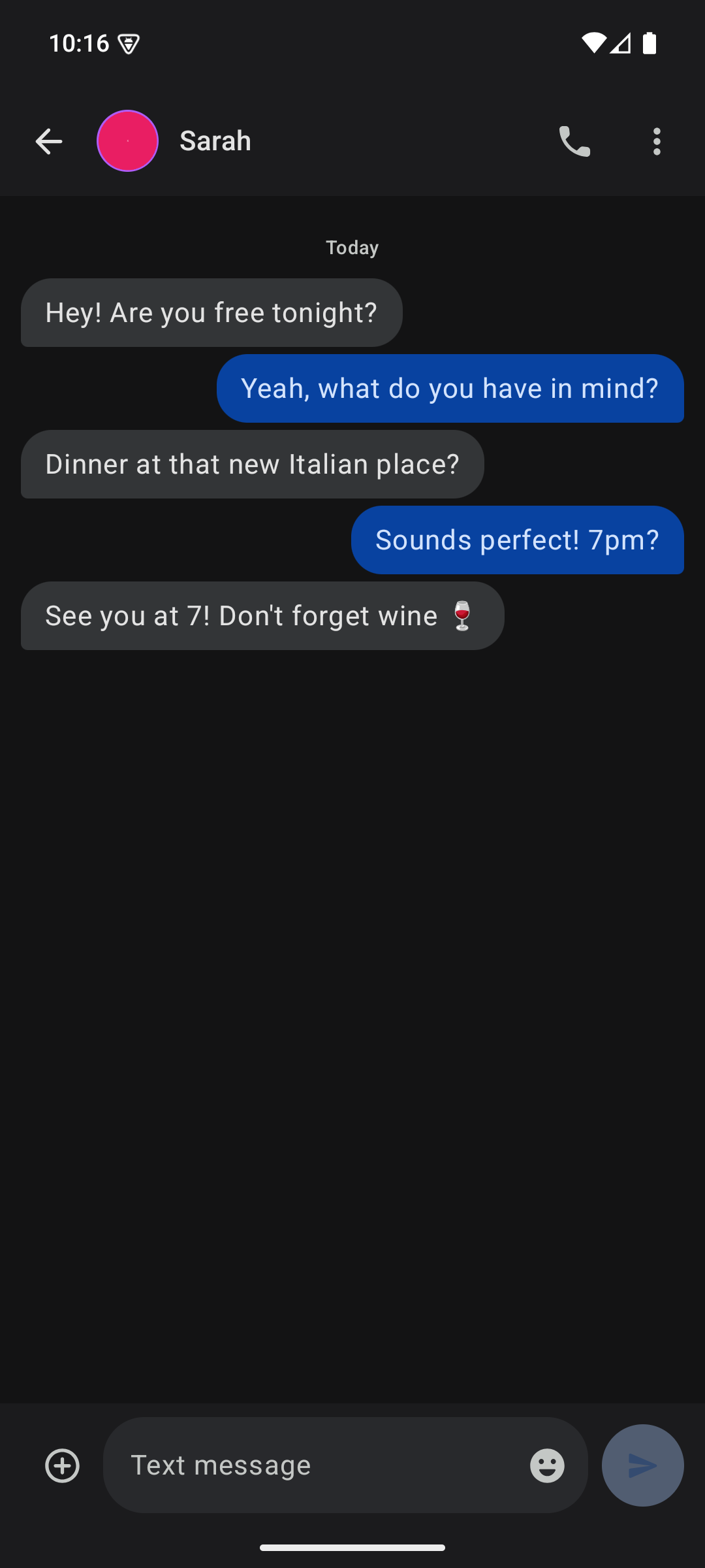 Screenshot of Messages