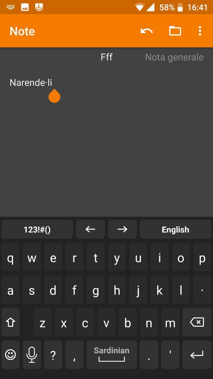 Screenshot of Sardinian for AnySoftKeyboard