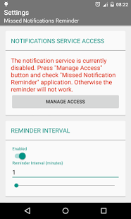 Screenshot of Missed Notifications Reminder