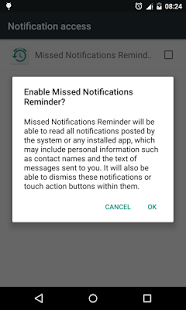 Screenshot of Missed Notifications Reminder