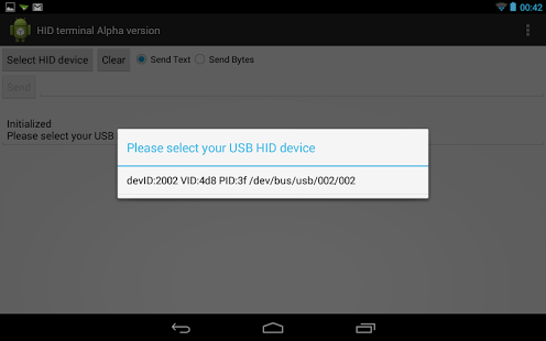 Screenshot of USB HID Terminal