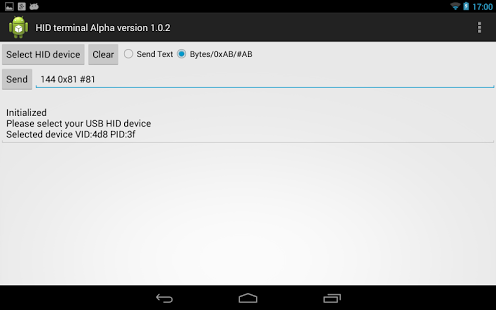 Screenshot of USB HID Terminal