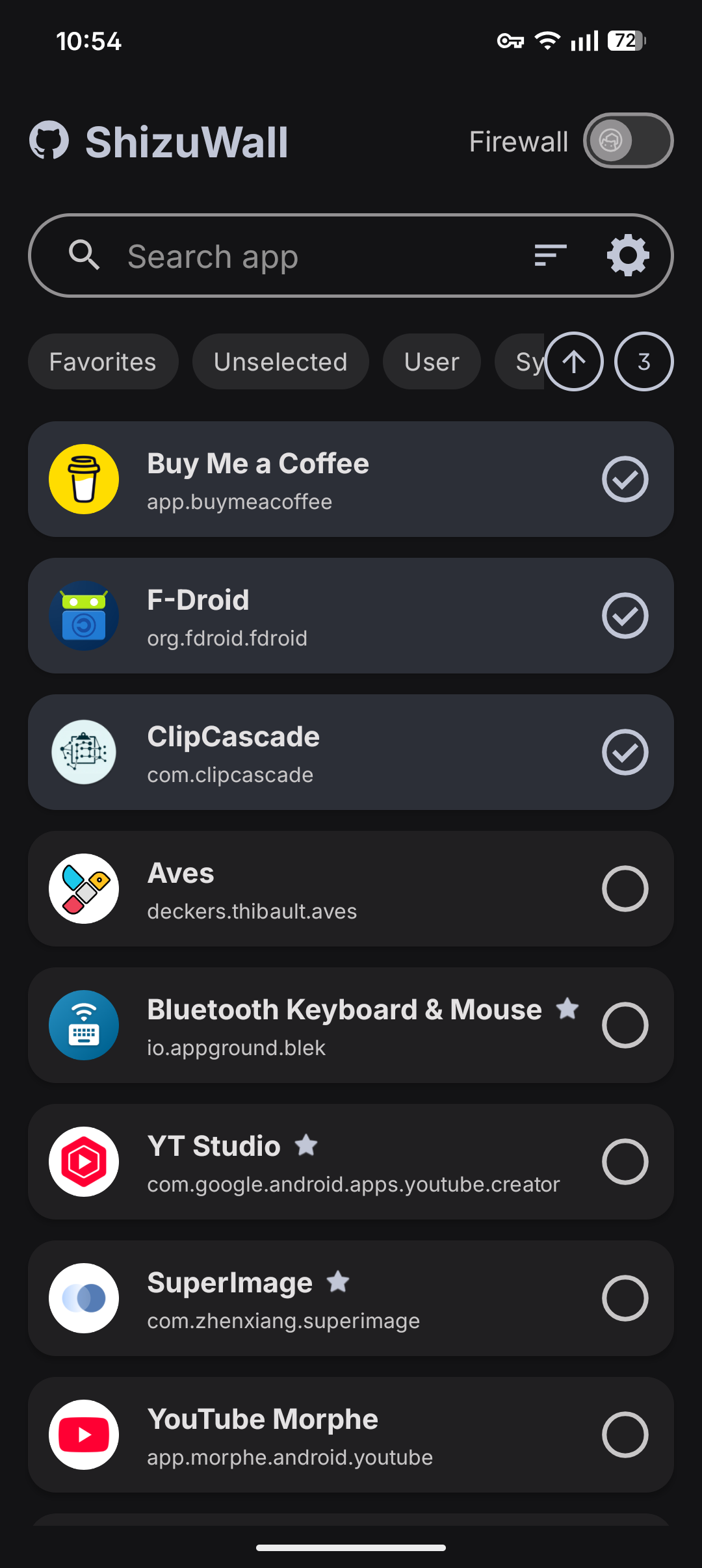 Screenshot of ShizuWall