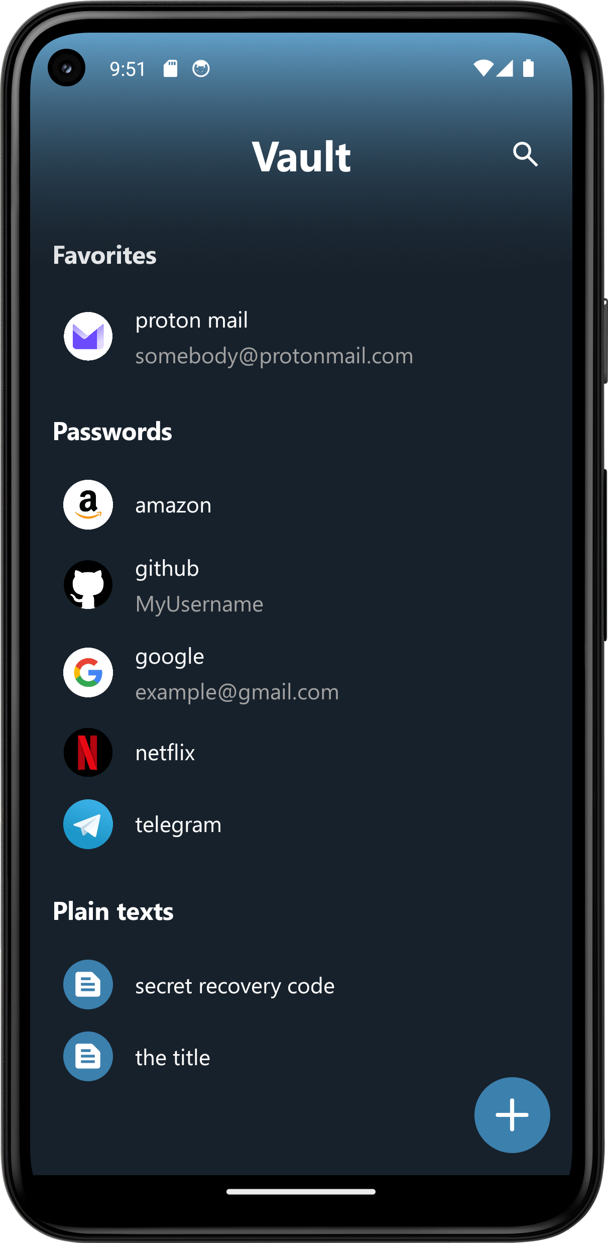 Screenshot of Vault