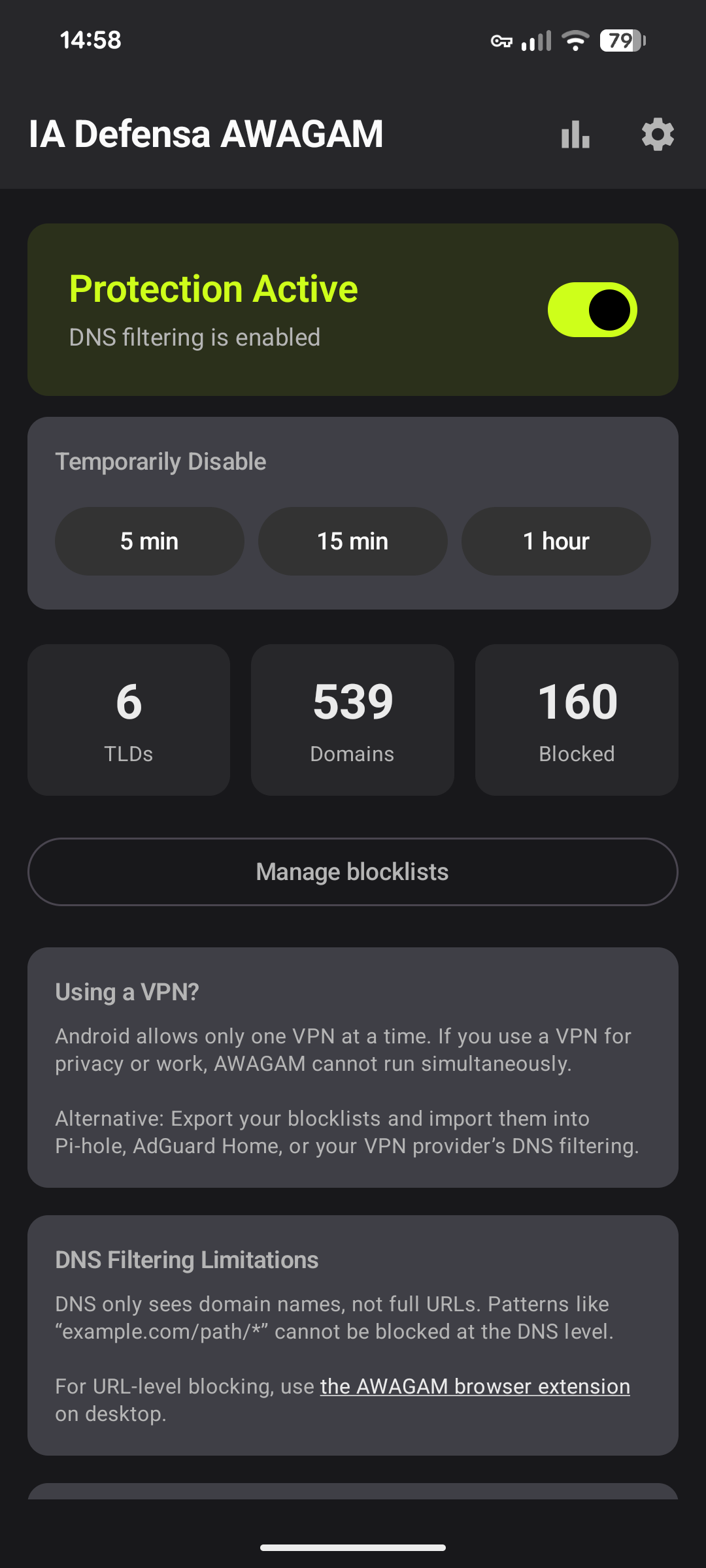 Screenshot of AWAGAM TLD and Domain Blocker