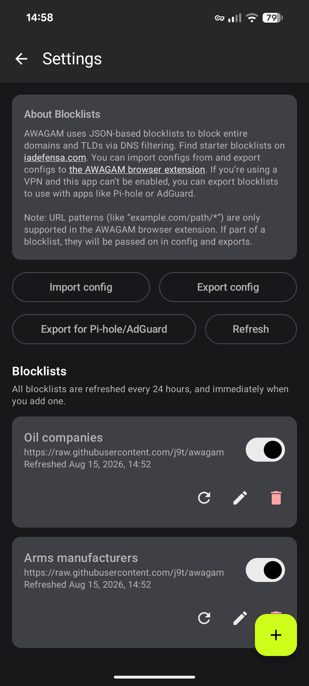 Screenshot of AWAGAM TLD and Domain Blocker