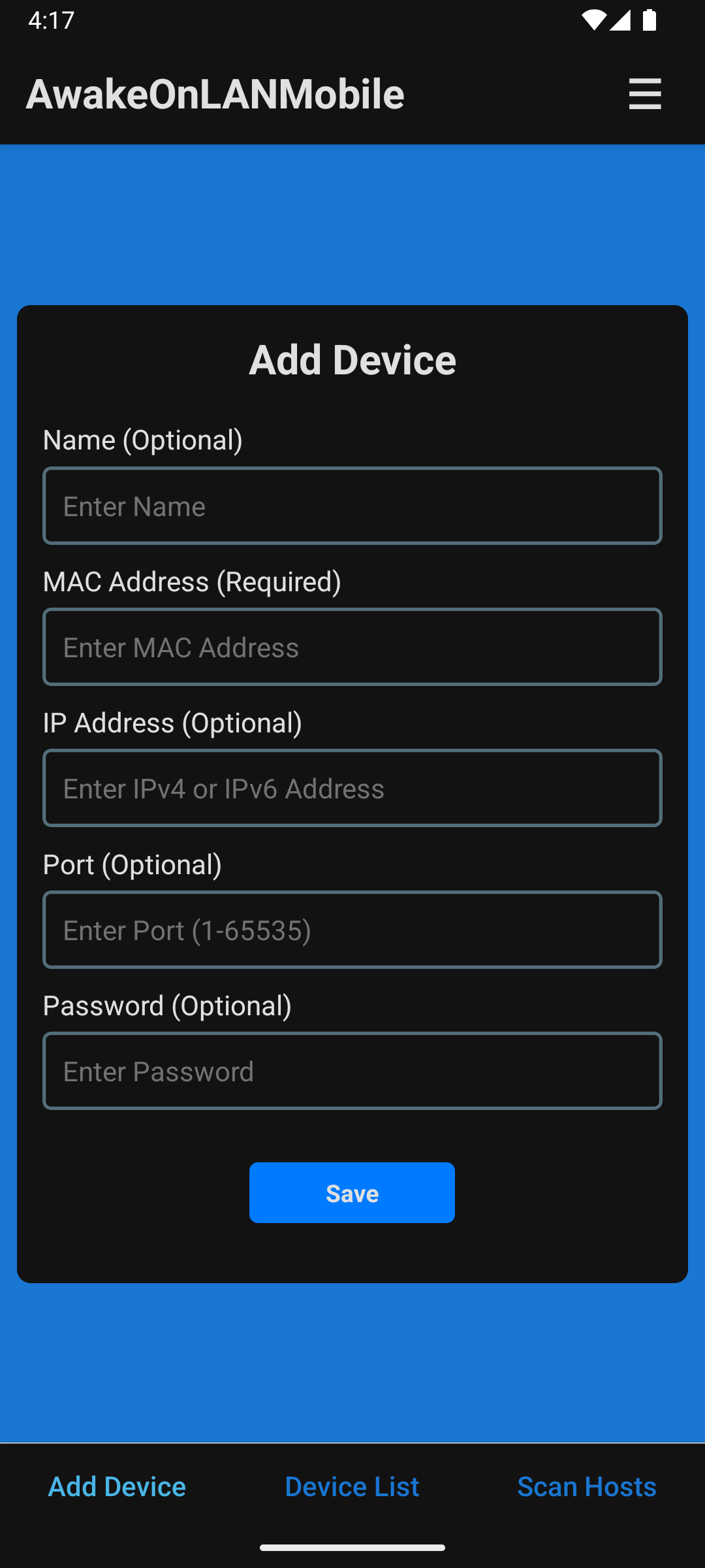 Screenshot of AwakeOnLANMobile