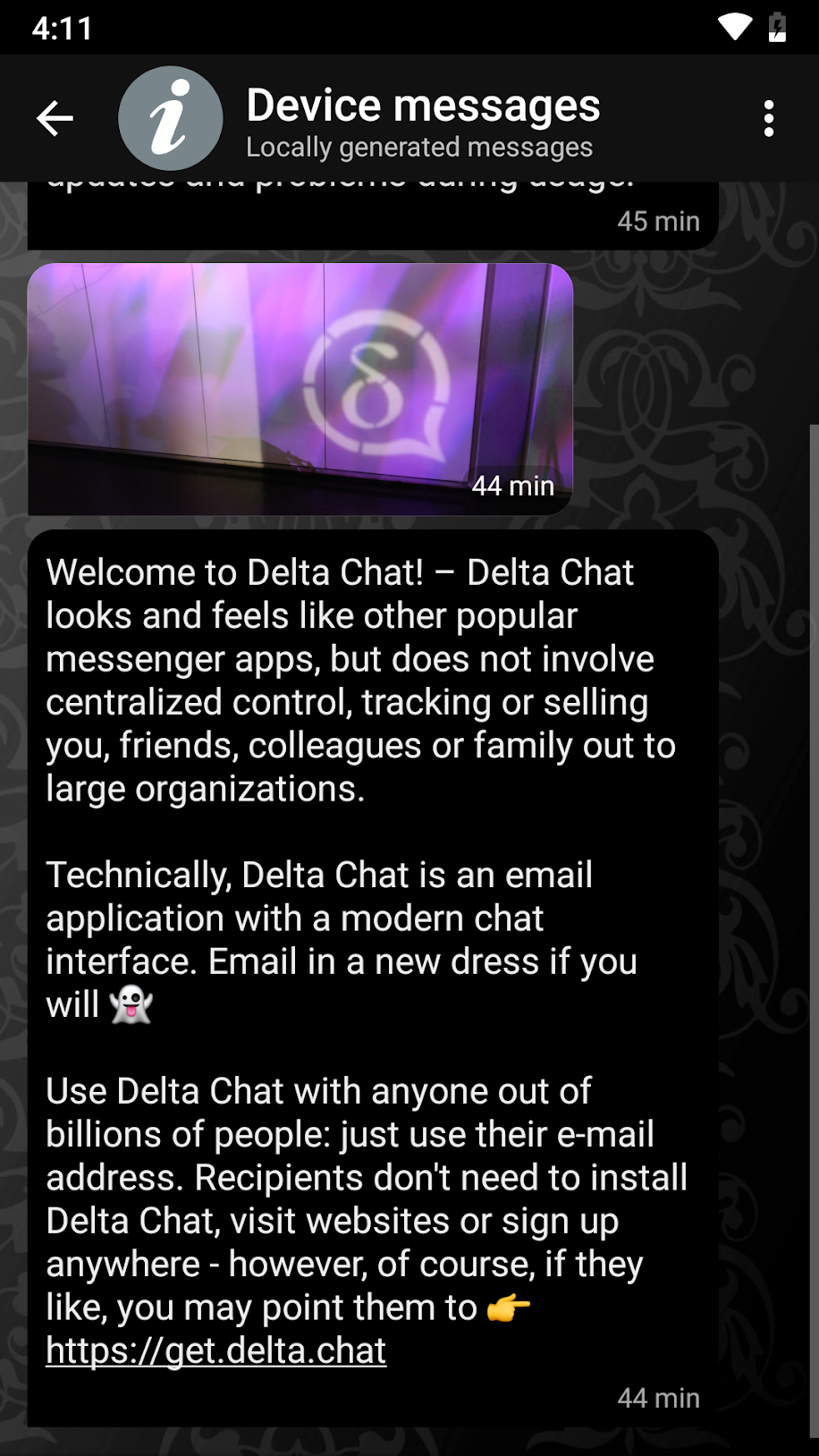 Screenshot of Delta Chat