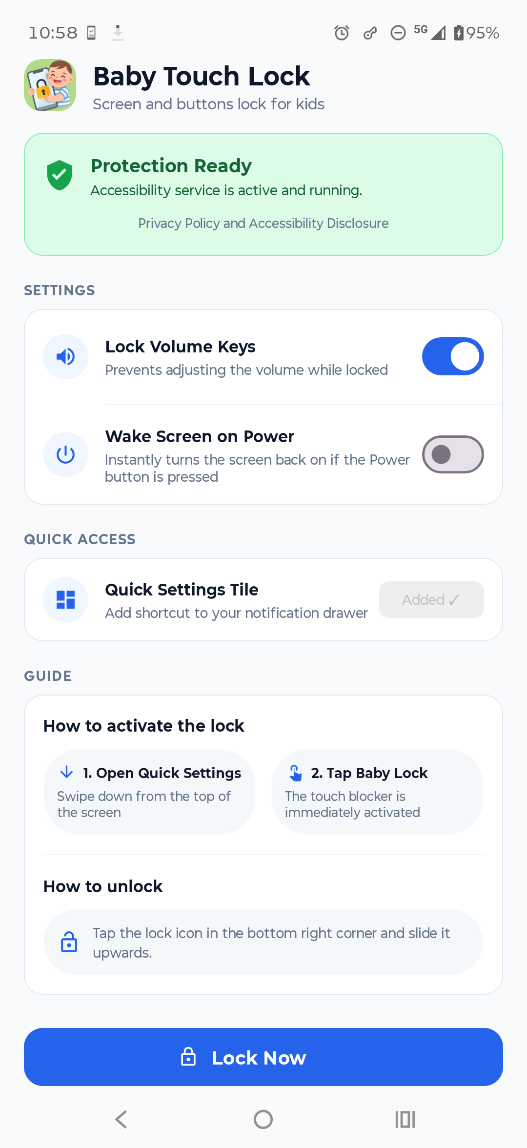 Screenshot of Baby Touch Lock