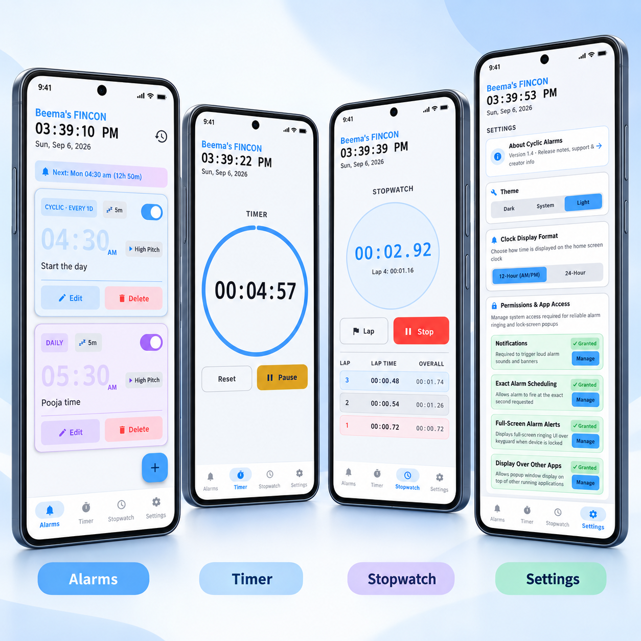 Screenshot of Cyclic Alarms