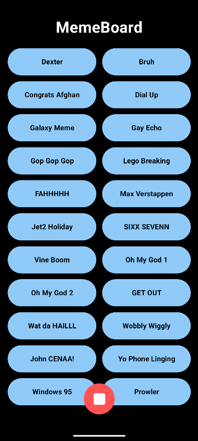 Screenshot of MemeBoard