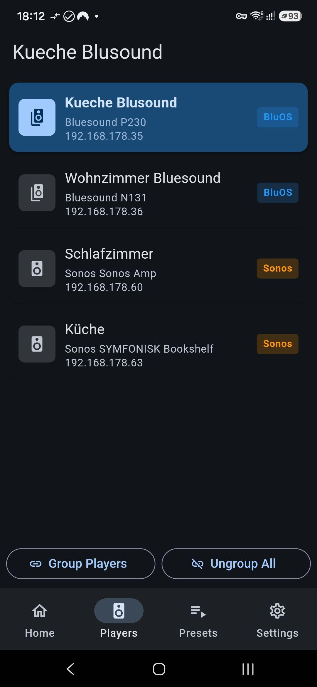 Screenshot of BlueSound Controller