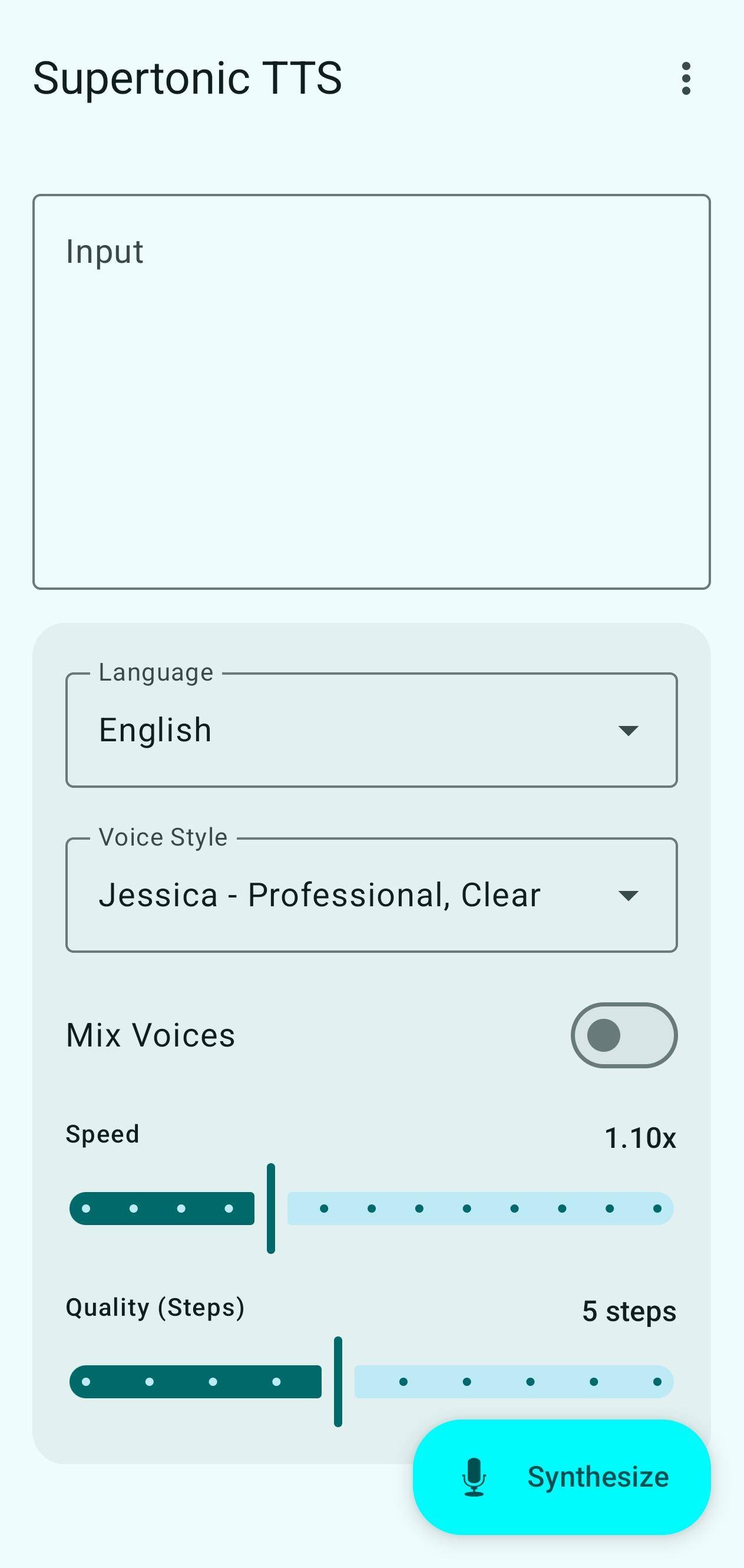 Screenshot of Supertonic TTS