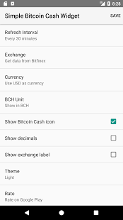 Screenshot of Simple Bitcoin Cash Widget