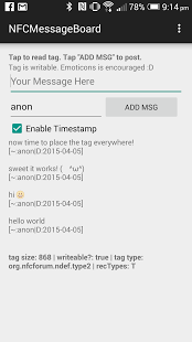 Screenshot of NFCMessageBoard