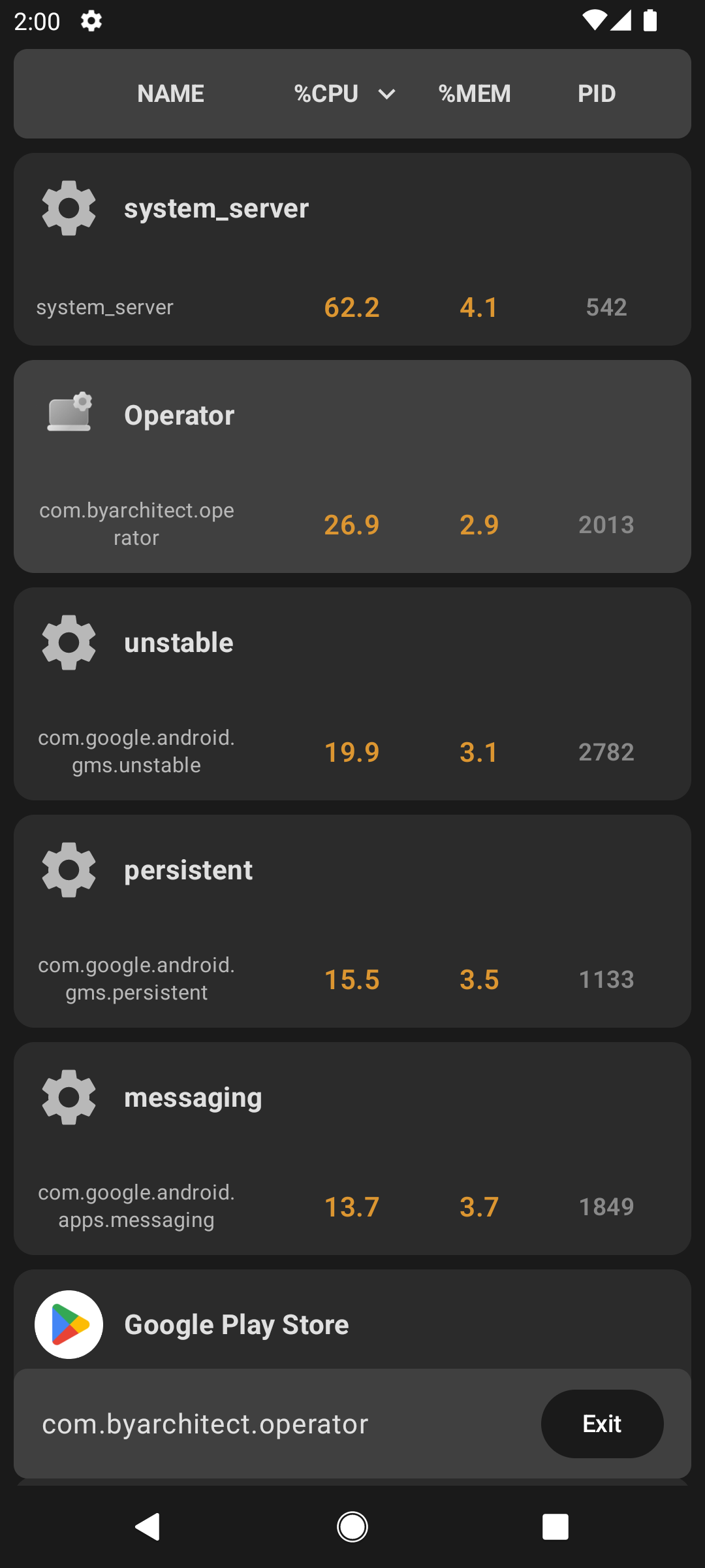 Screenshot of Operator