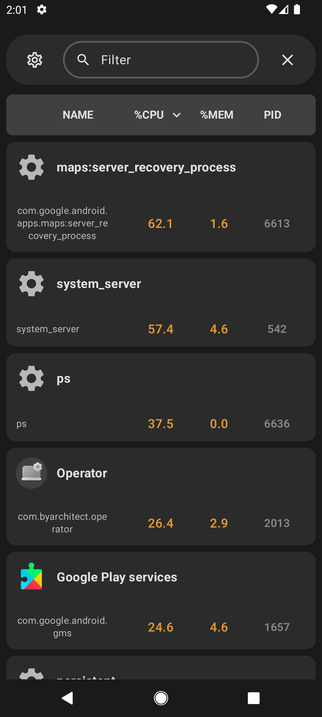 Screenshot of Operator