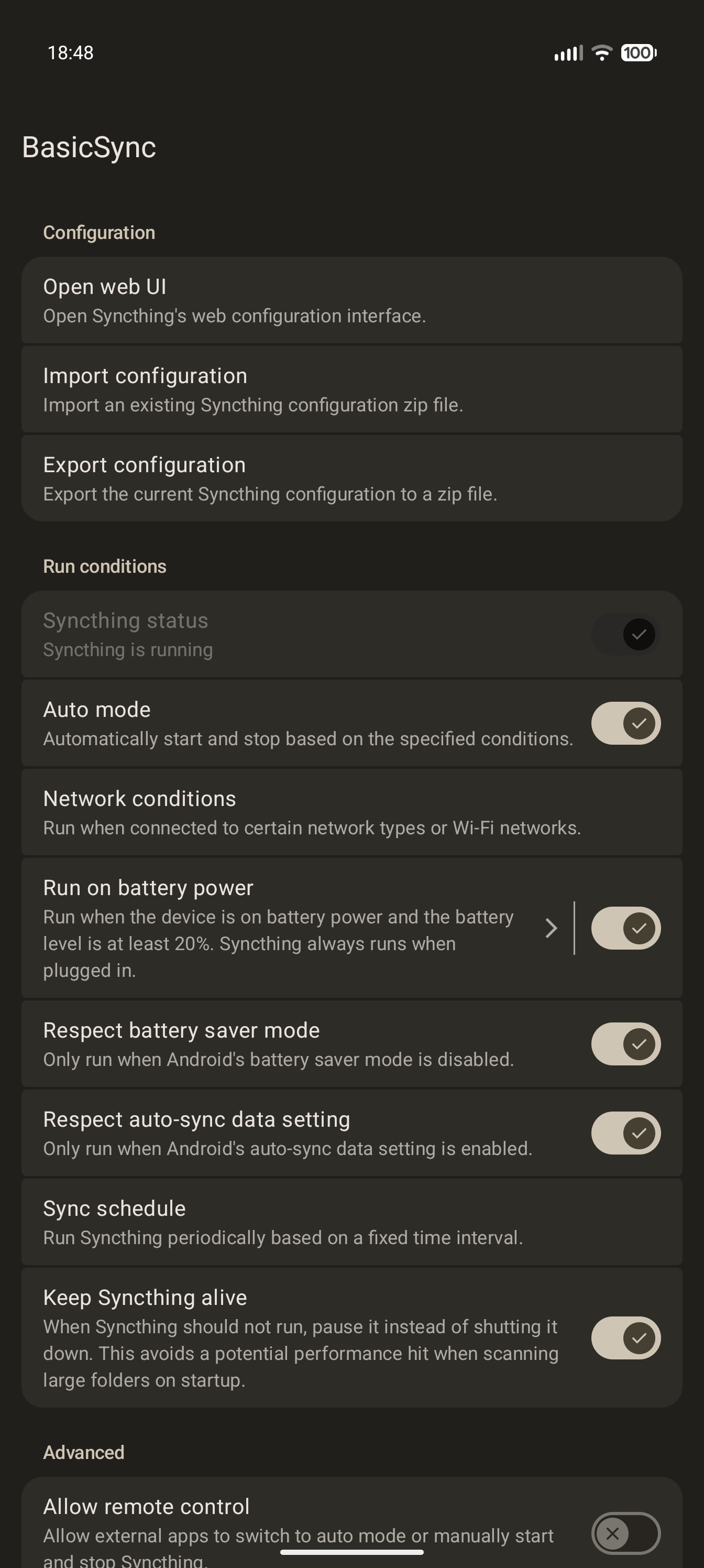Screenshot of BasicSync