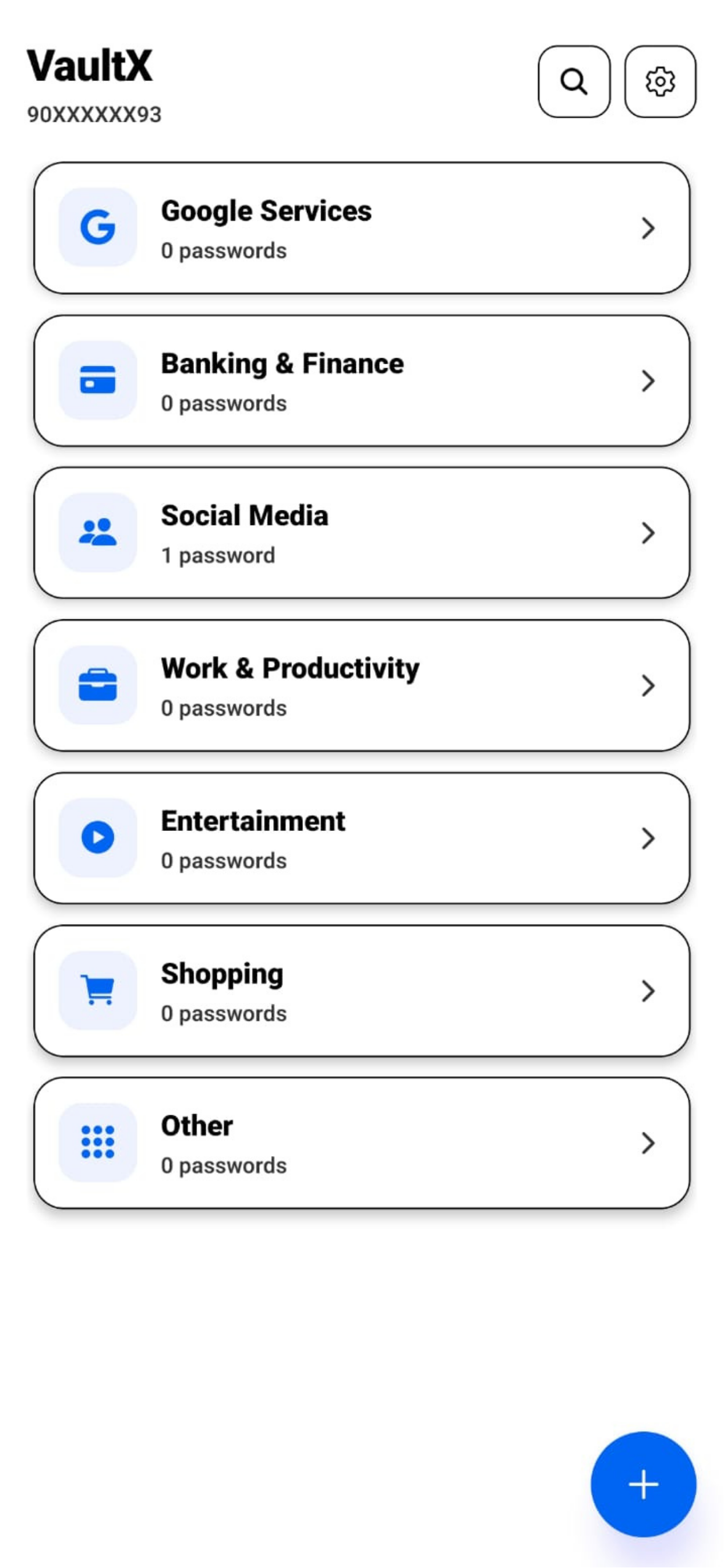 Screenshot of VaultX - Secure Password Manager