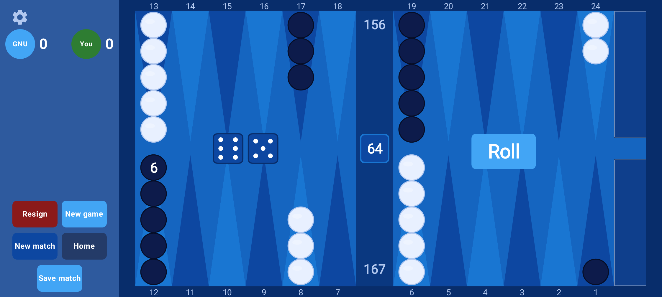 Screenshot of CBG -- Clavierhaus BackGammon