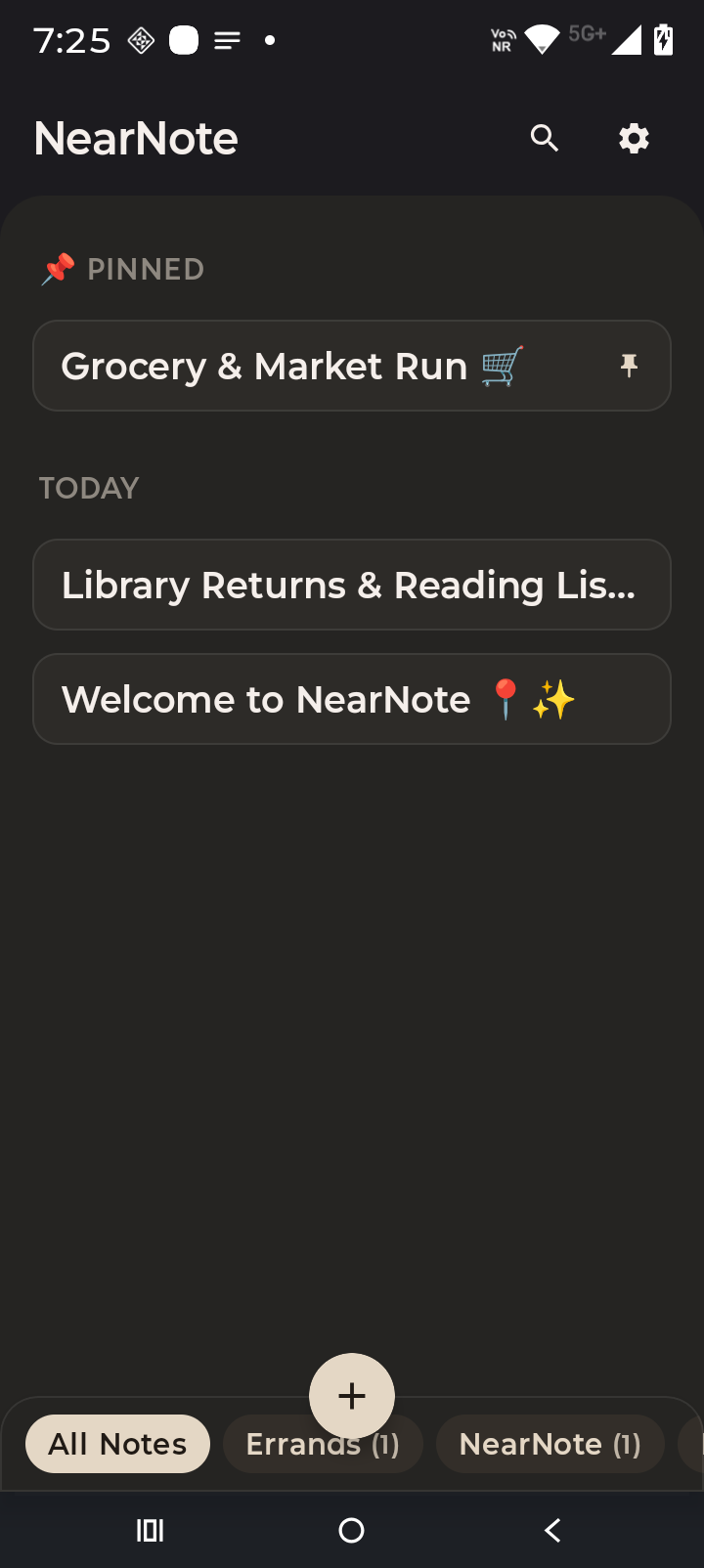 Screenshot of NearNote