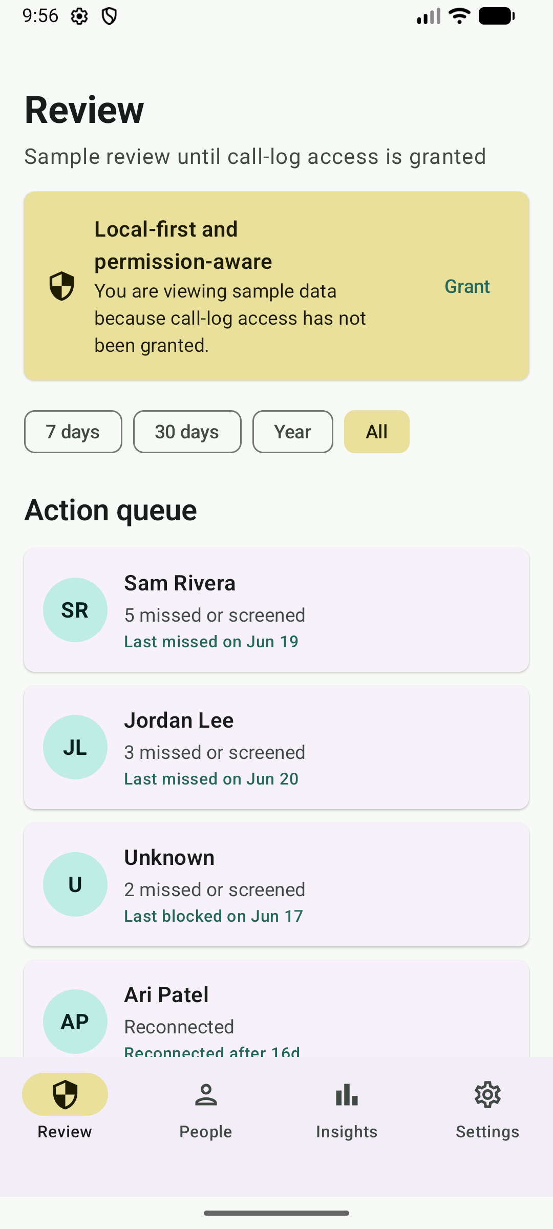Screenshot of CallScope