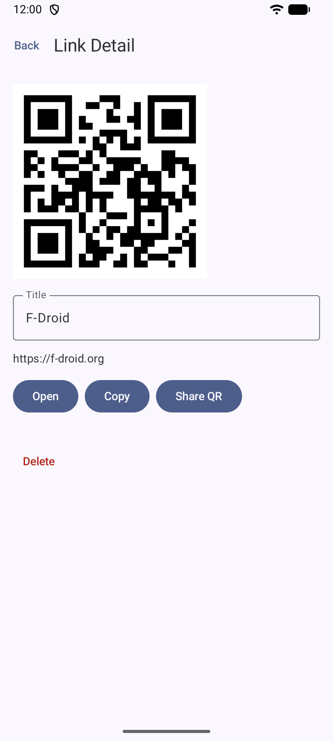 Screenshot of Link QR Wallet
