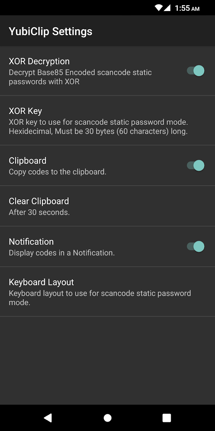 Screenshot of YubiClip XOR