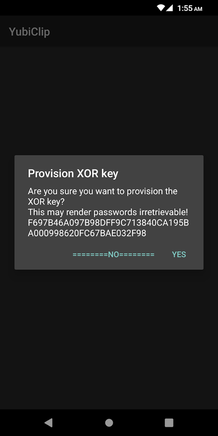 Screenshot of YubiClip XOR