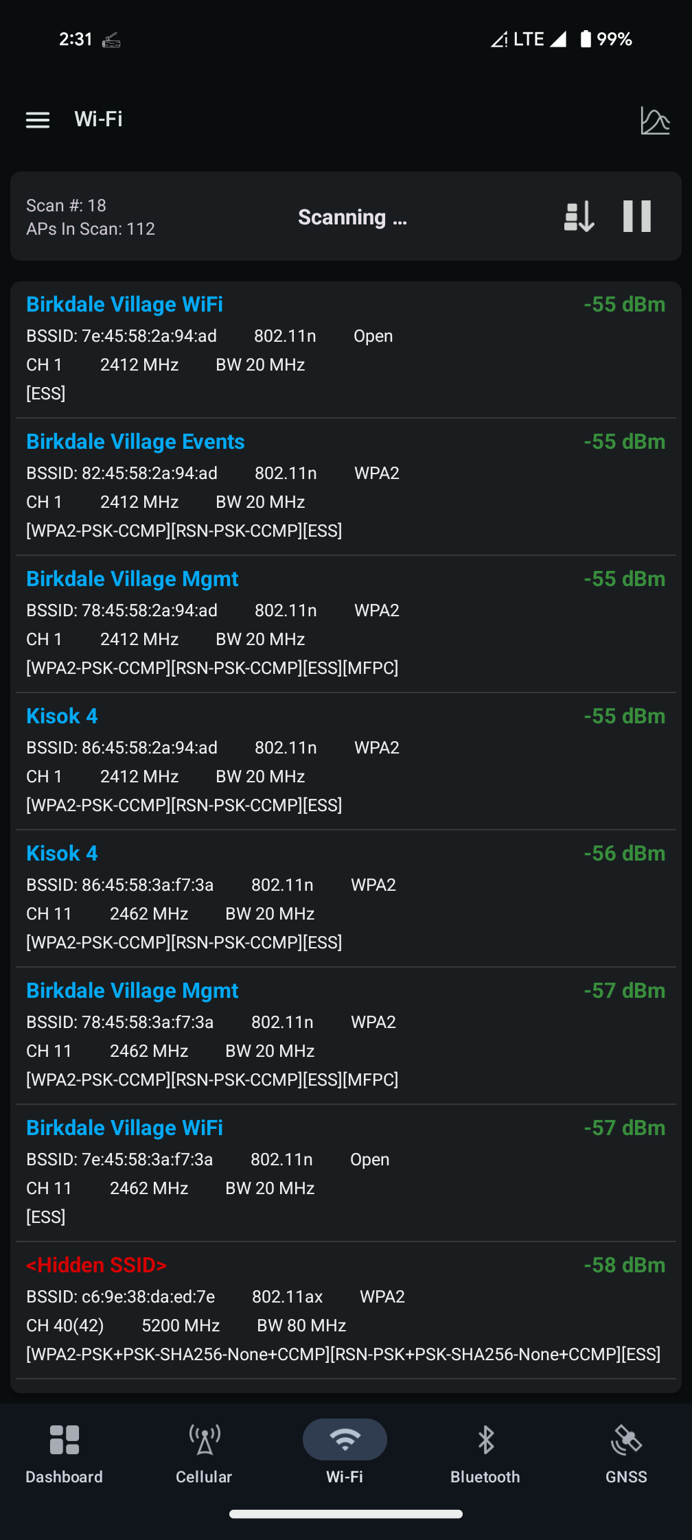 Screenshot of Network Survey