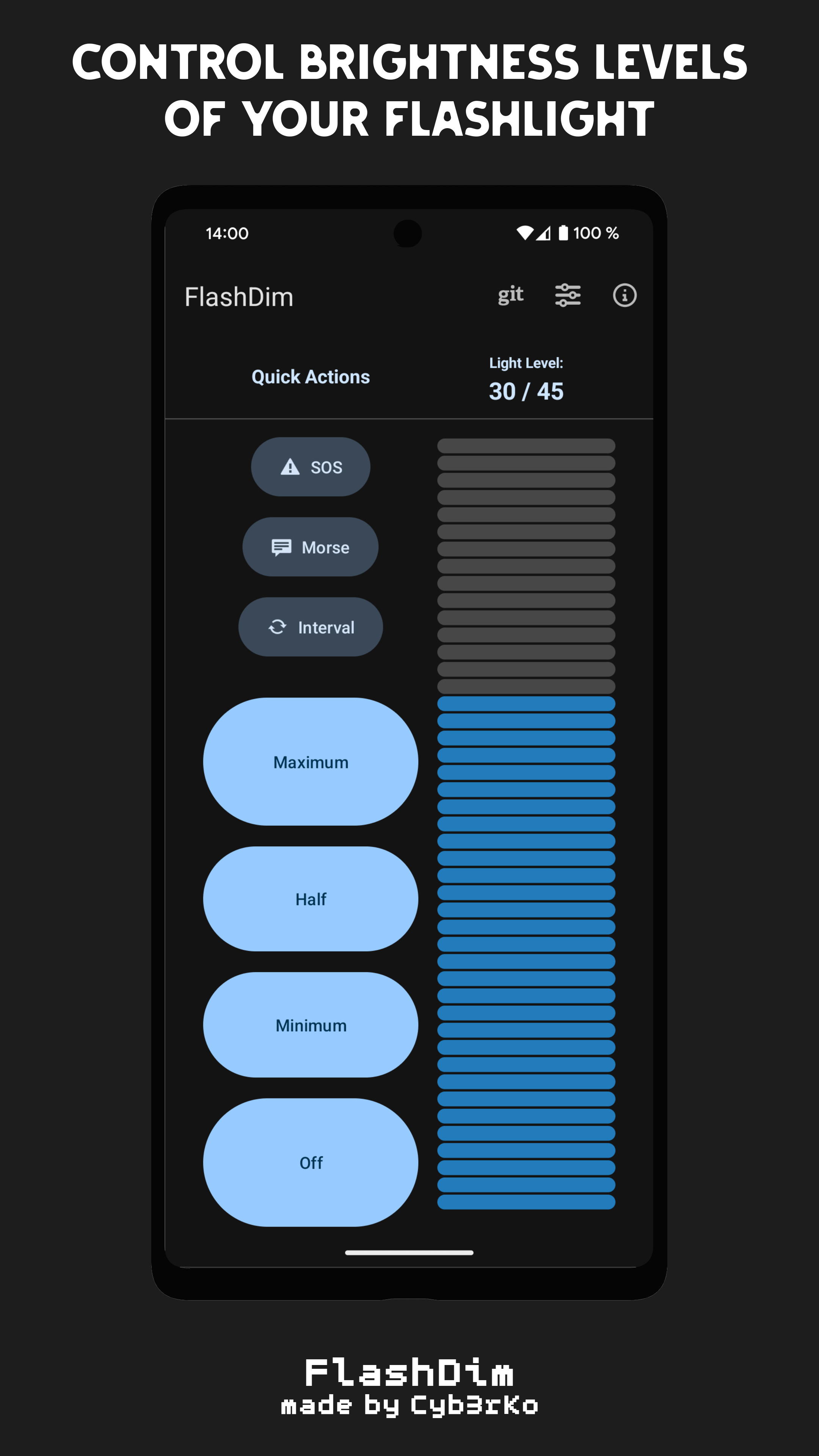 Screenshot of FlashDim - Dim your flashlight