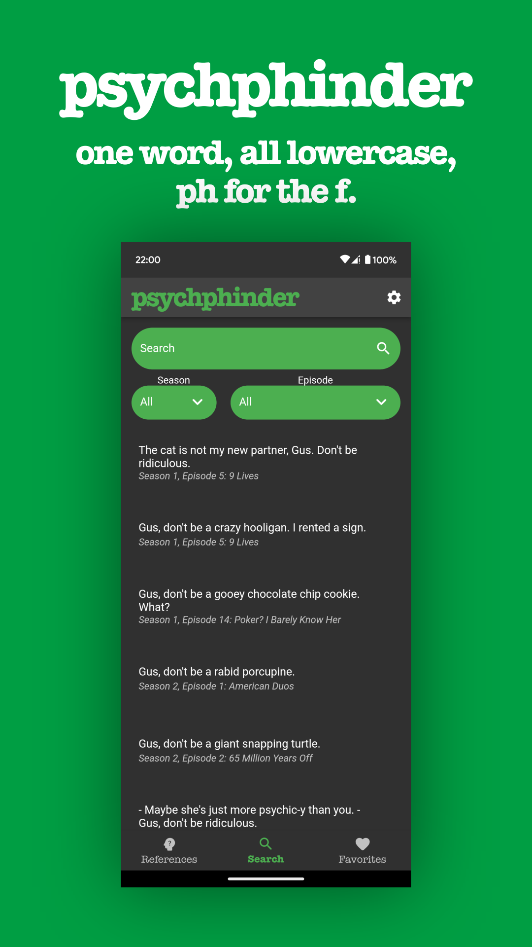 Screenshot of psychphinder