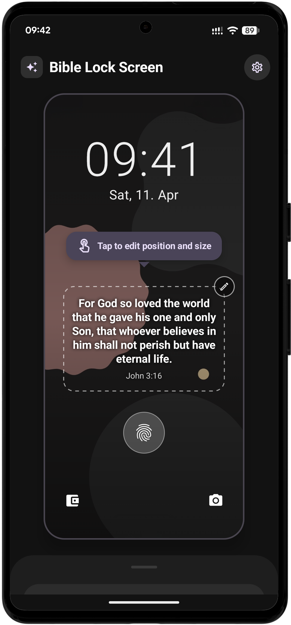 Screenshot of Bible Lock Screen