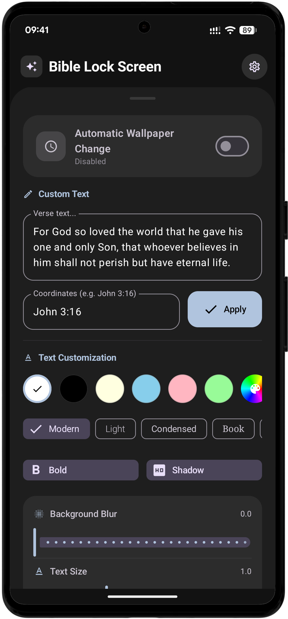 Screenshot of Bible Lock Screen